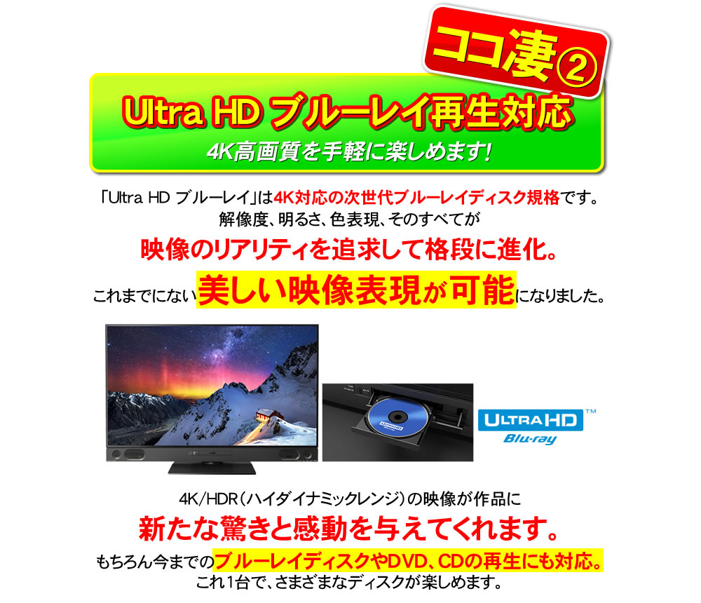 LCD-A50RA1000はUltraHDブルーレイ再生対応